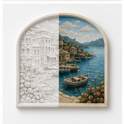 Coastal Village Harbor Relief Wall Art Kit