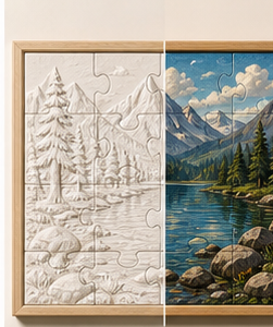 Mountain Lake Paintable Puzzle Wall Art Kit