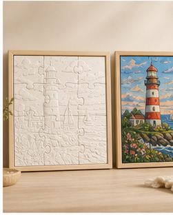Seaside Lighthouse Paintable Puzzle Wall Art Kit